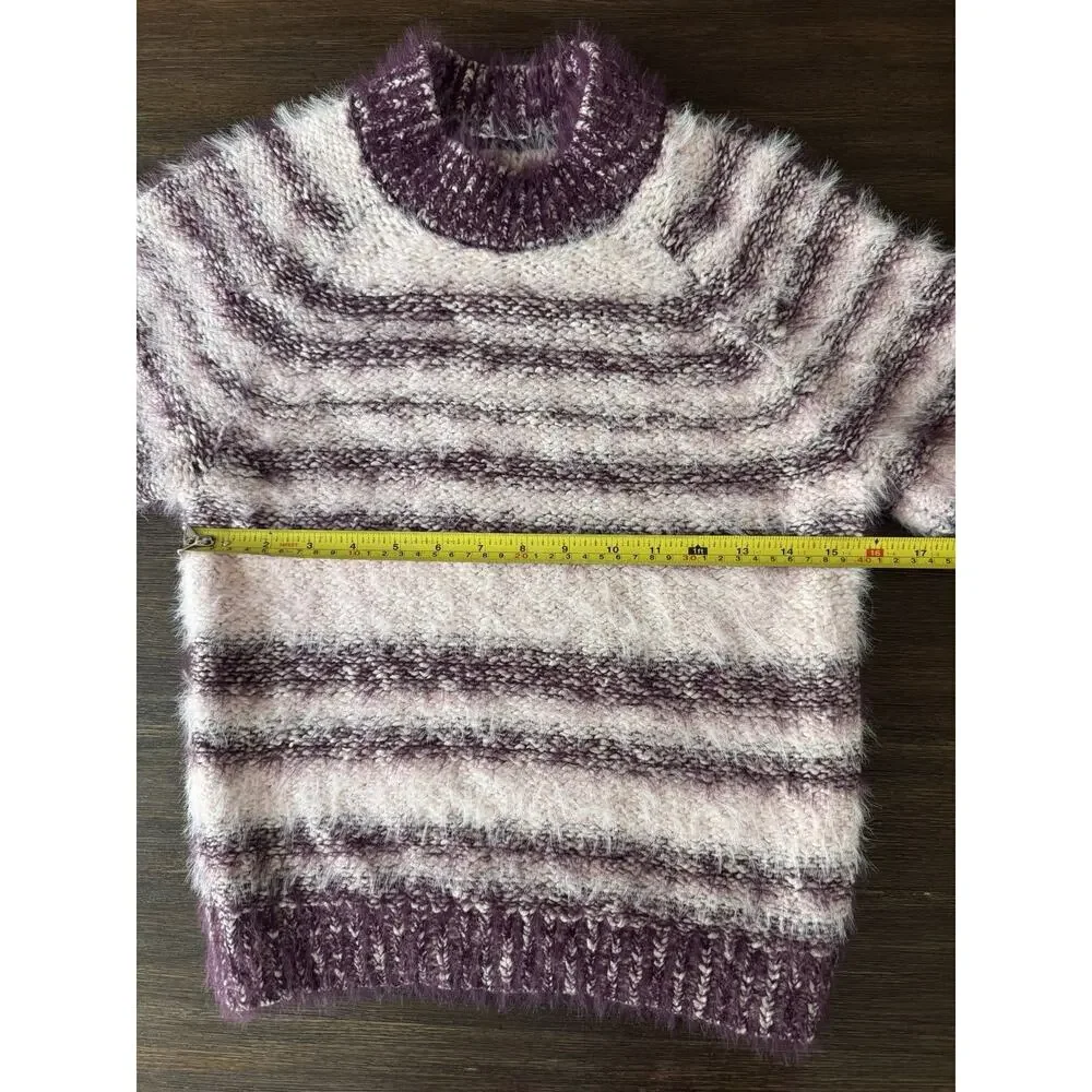 Pilcro Baby Sweater Short Sleeve Pink Striped Fuzzy Cozy M - Picture 11 of 12